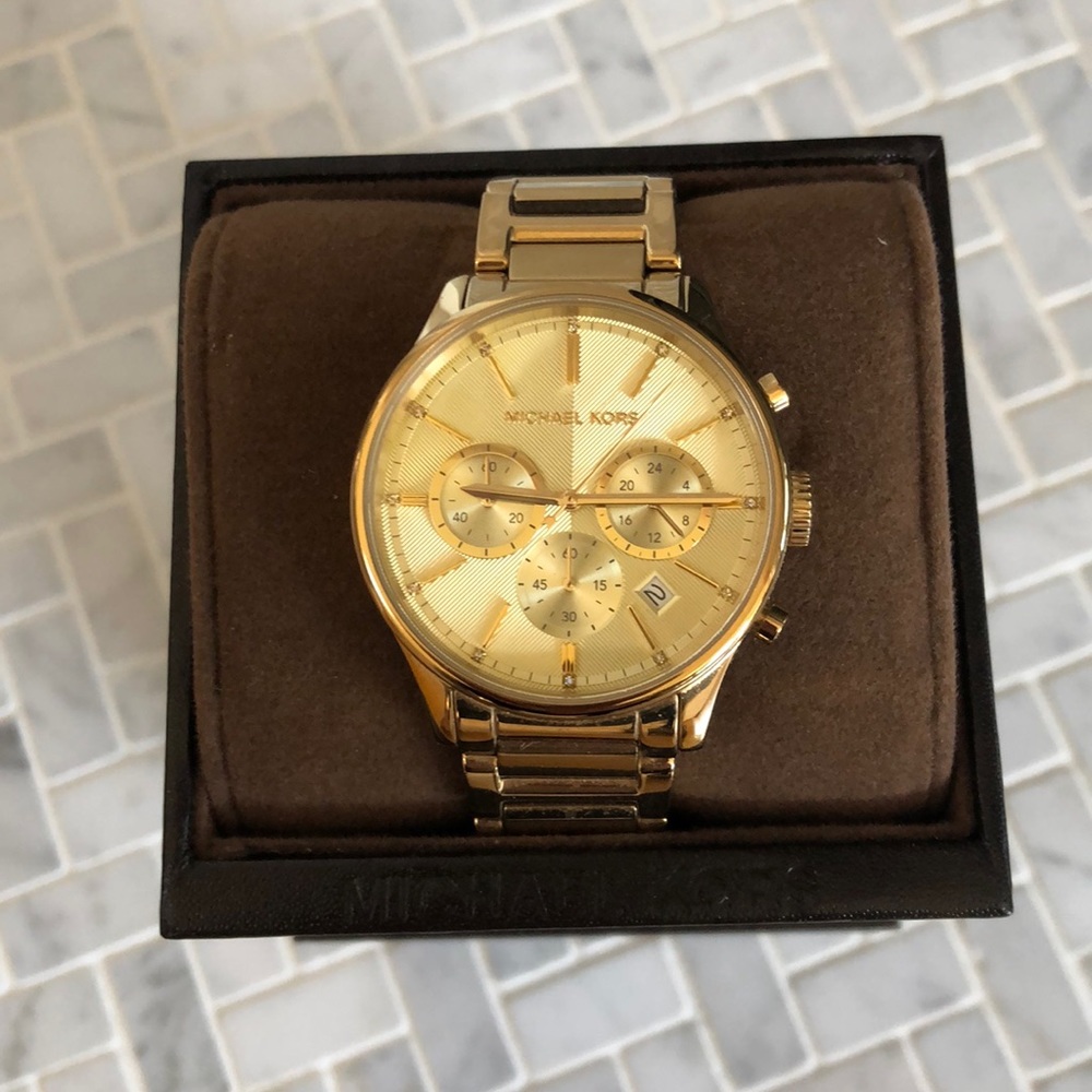 Womans Michael Kors Gold Chronograph Watch